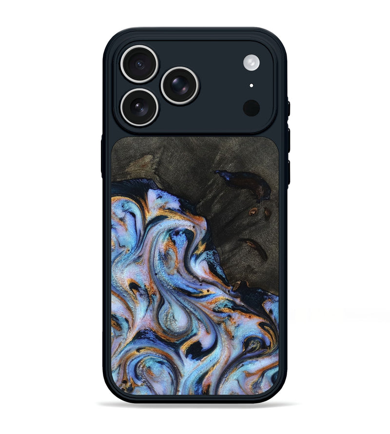 iPhone 17 Pro Max Wood Phone Case - Carolyn (Teal & Gold, 815231)