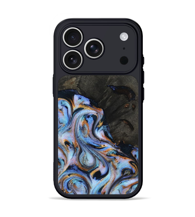 iPhone 17 Pro Wood Phone Case - Carolyn (Teal & Gold, 815231)