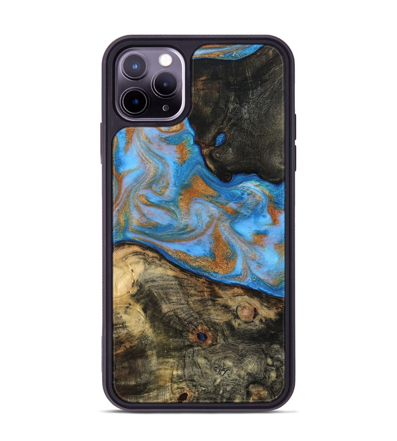 iPhone 11 Pro Max Wood Phone Case - Zander (Teal & Gold, 815233)