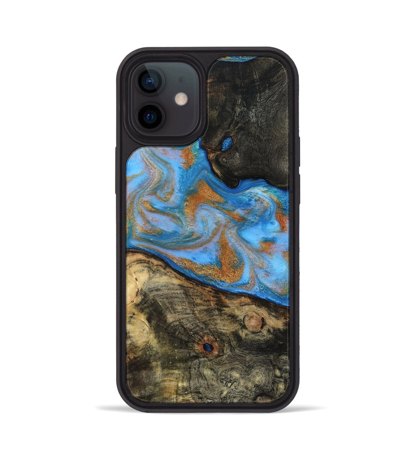iPhone 12 Wood Phone Case - Zander (Teal & Gold, 815233)