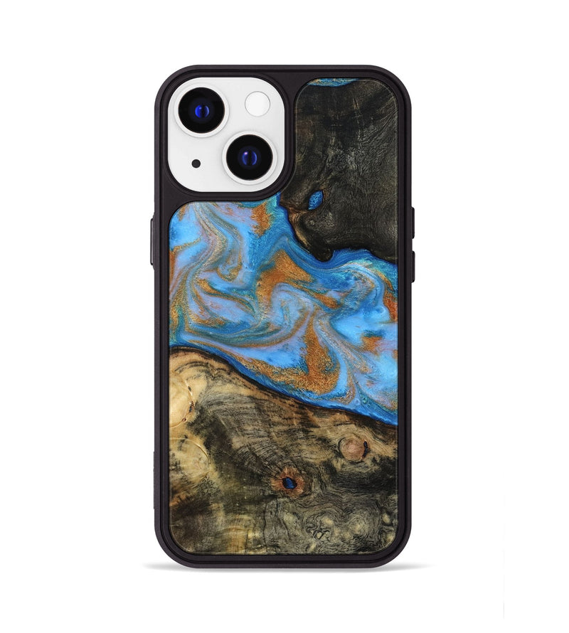 iPhone 13 Wood Phone Case - Zander (Teal & Gold, 815233)