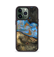 iPhone 13 Pro Wood Phone Case - Zander (Teal & Gold, 815233)