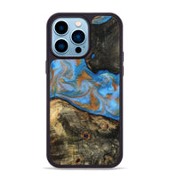 iPhone 14 Pro Max Wood Phone Case - Zander (Teal & Gold, 815233)