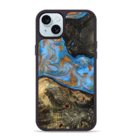 iPhone 15 Plus Wood Phone Case - Zander (Teal & Gold, 815233)