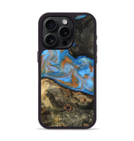 iPhone 15 Pro Wood Phone Case - Zander (Teal & Gold, 815233)