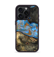 iPhone 16 Pro Wood Phone Case - Zander (Teal & Gold, 815233)