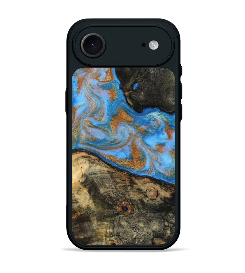 iPhone 17 Air Wood Phone Case - Zander (Teal & Gold, 815233)