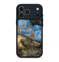 iPhone 17 Pro Max Wood Phone Case - Zander (Teal & Gold, 815233)