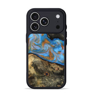 iPhone 17 Pro Wood Phone Case - Zander (Teal & Gold, 815233)