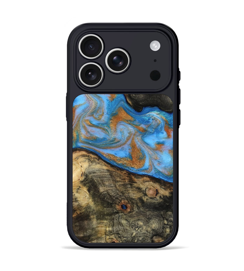 iPhone 17 Pro Wood Phone Case - Zander (Teal & Gold, 815233)