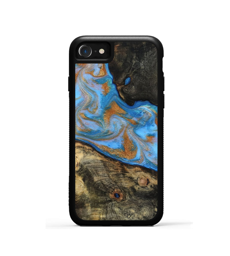 iPhone SE Wood Phone Case - Zander (Teal & Gold, 815233)