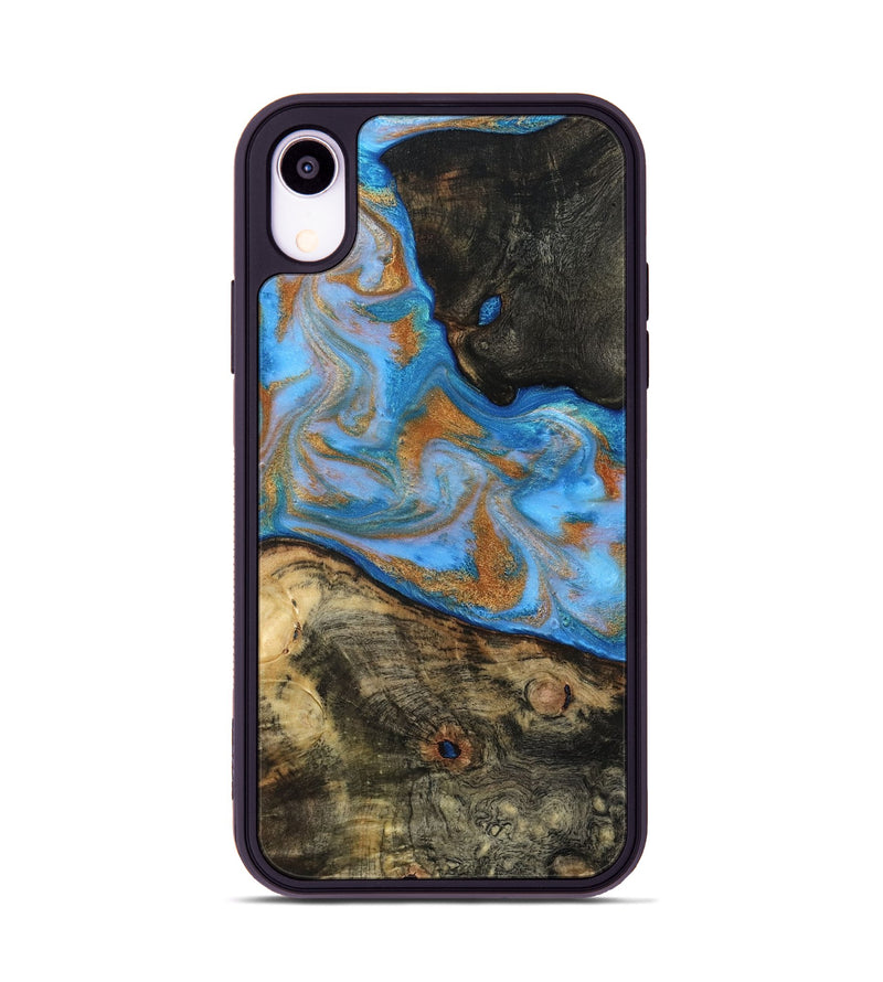 iPhone Xr Wood Phone Case - Zander (Teal & Gold, 815233)