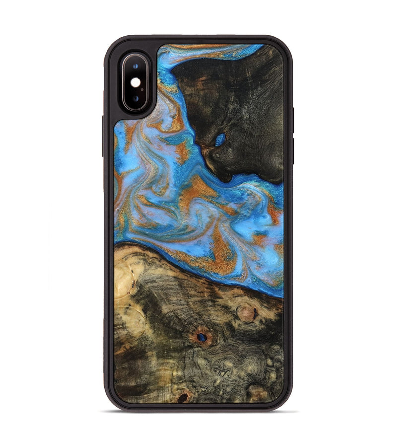 iPhone Xs Max Wood Phone Case - Zander (Teal & Gold, 815233)