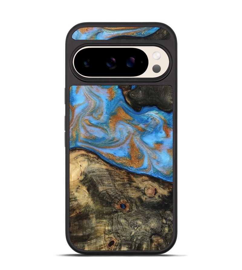 Pixel 10 Pro Wood Phone Case - Zander (Teal & Gold, 815233)