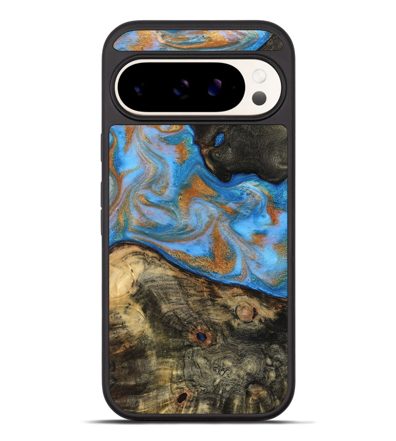 Pixel 10 Pro XL Wood Phone Case - Zander (Teal & Gold, 815233)