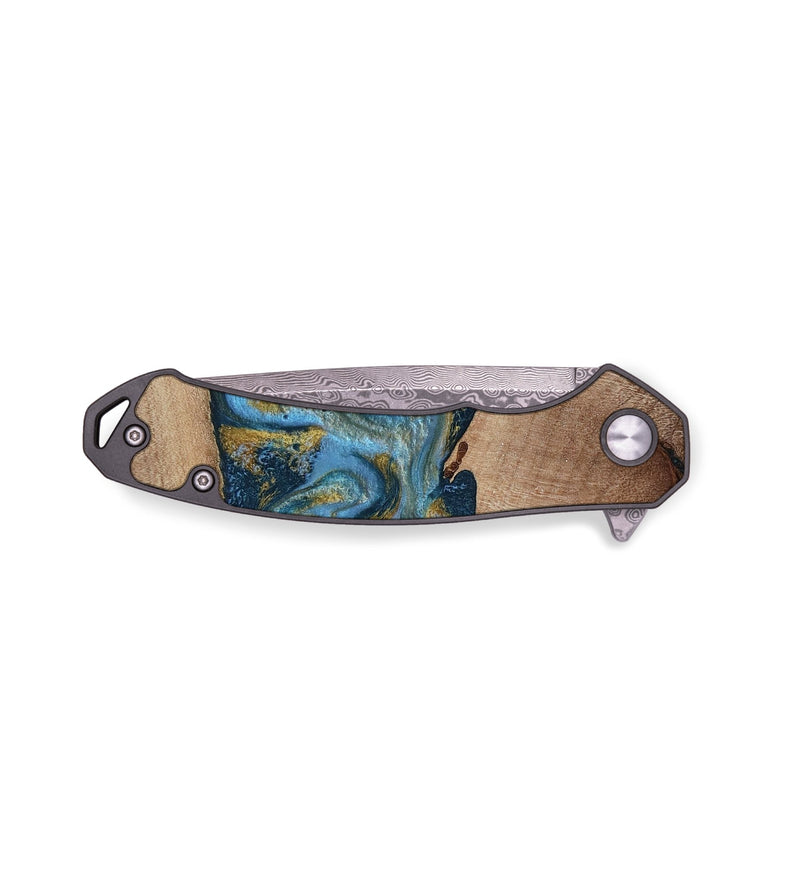 EDC Wood Pocket Knife - Emmer (Teal & Gold, 815235)