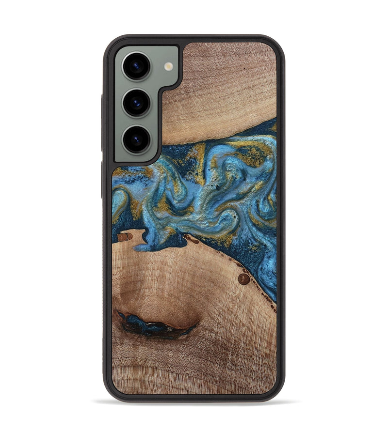 Galaxy S23 Plus Wood Phone Case - Emmer (Teal & Gold, 815235)