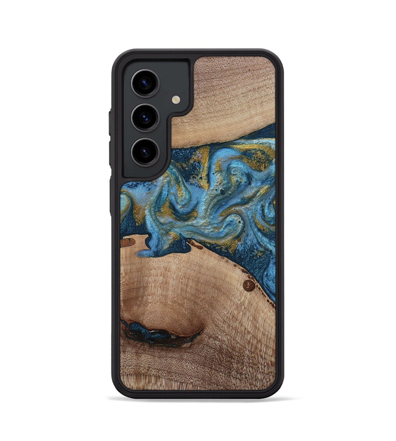 Galaxy S24 Wood Phone Case - Emmer (Teal & Gold, 815235)