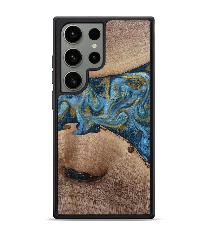 Galaxy S24 Ultra Wood Phone Case - Emmer (Teal & Gold, 815235)