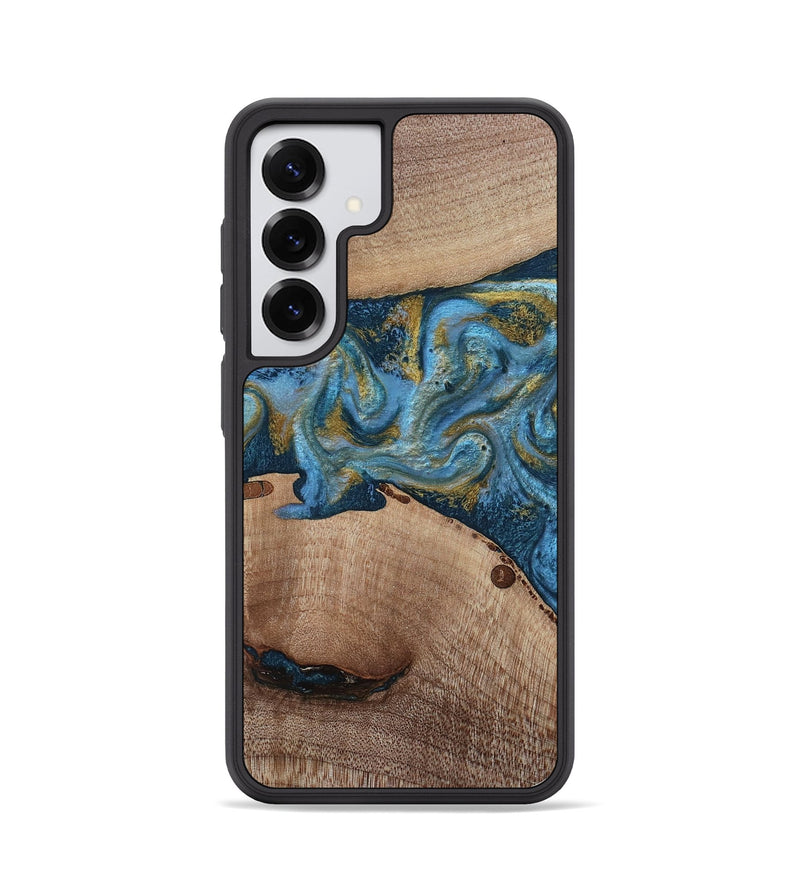 Galaxy S25 Wood Phone Case - Emmer (Teal & Gold, 815235)