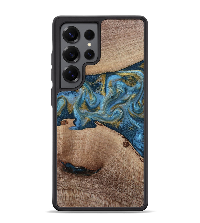 Galaxy S25 Ultra Wood Phone Case - Emmer (Teal & Gold, 815235)