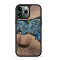 iPhone 13 Pro Max Wood Phone Case - Emmer (Teal & Gold, 815235)