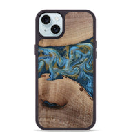 iPhone 15 Plus Wood Phone Case - Emmer (Teal & Gold, 815235)