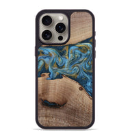 iPhone 15 Pro Max Wood Phone Case - Emmer (Teal & Gold, 815235)