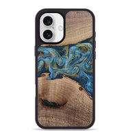 iPhone 16 Plus Wood Phone Case - Emmer (Teal & Gold, 815235)