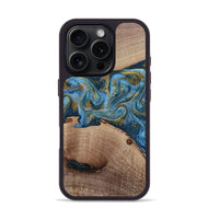 iPhone 16 Pro Wood Phone Case - Emmer (Teal & Gold, 815235)