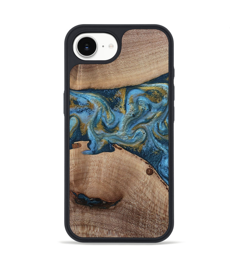 iPhone 16e Wood Phone Case - Emmer (Teal & Gold, 815235)