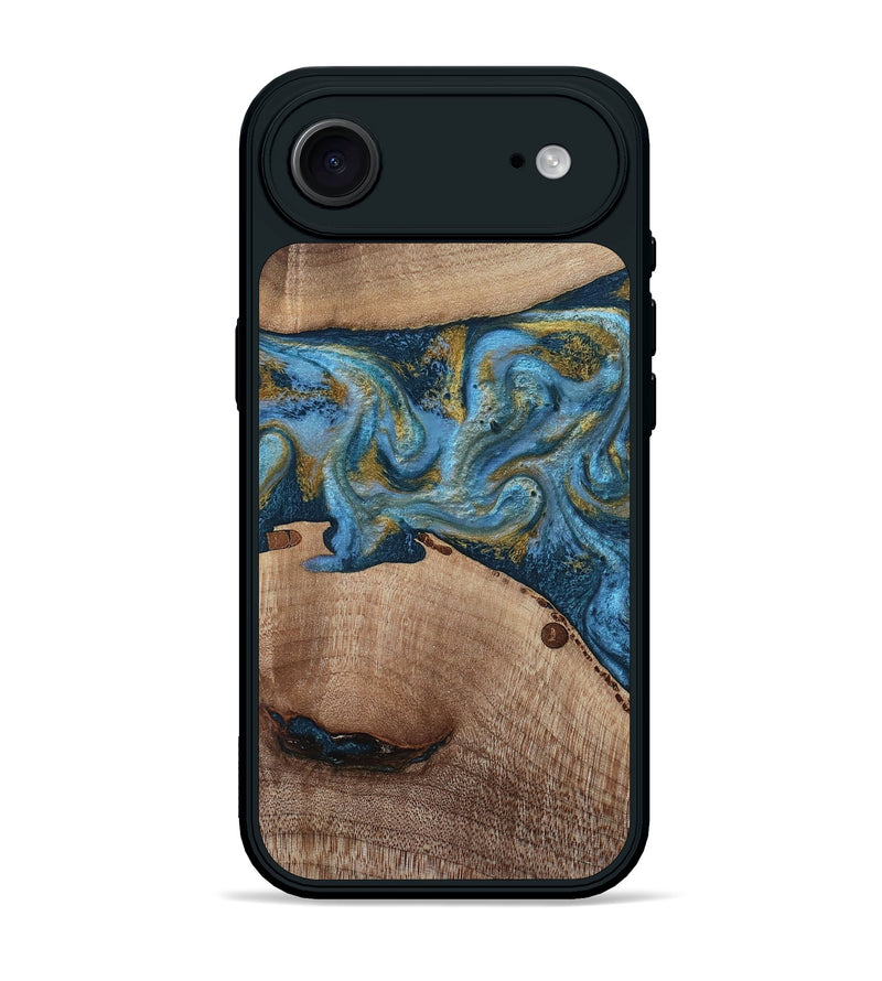 iPhone 17 Air Wood Phone Case - Emmer (Teal & Gold, 815235)