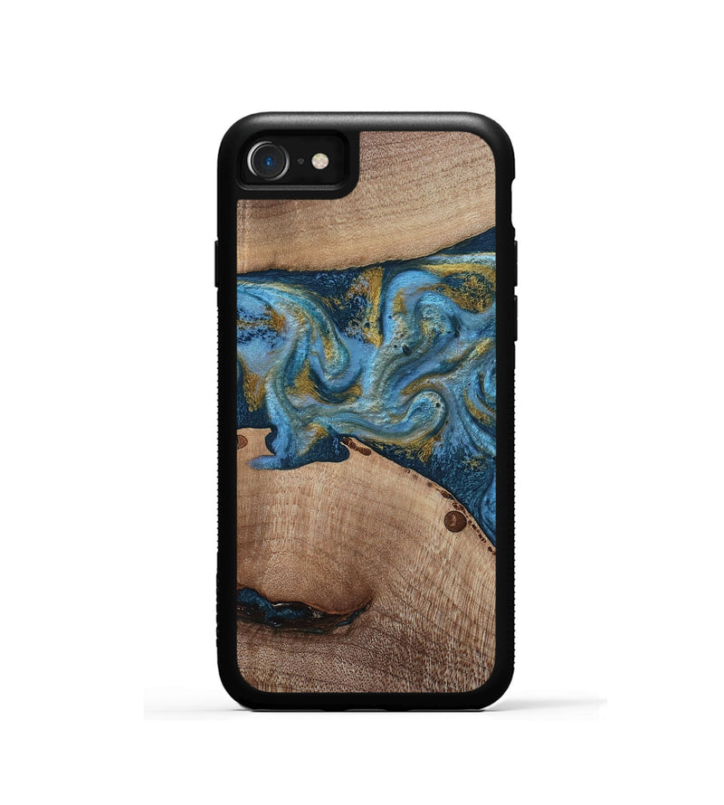 iPhone SE Wood Phone Case - Emmer (Teal & Gold, 815235)
