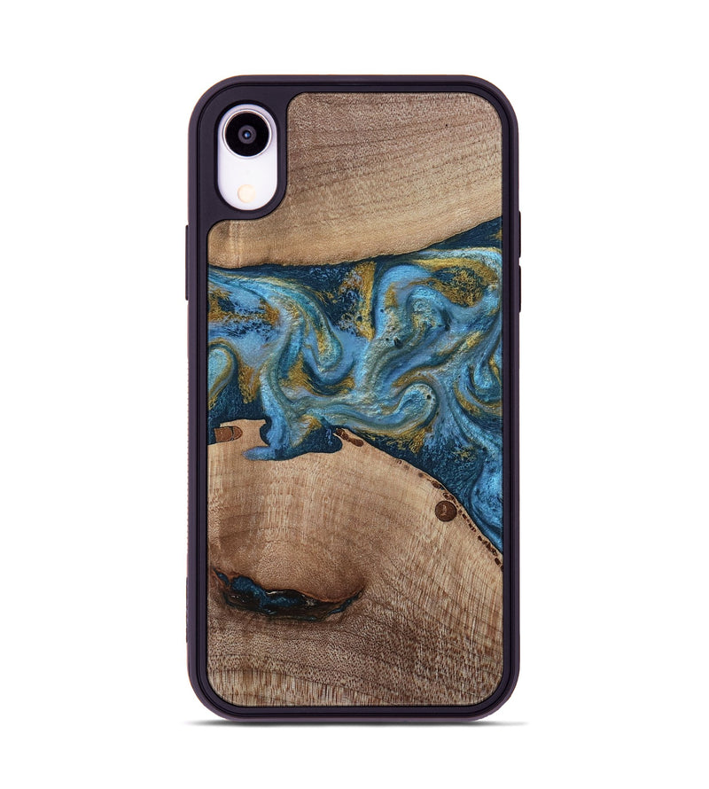 iPhone Xr Wood Phone Case - Emmer (Teal & Gold, 815235)