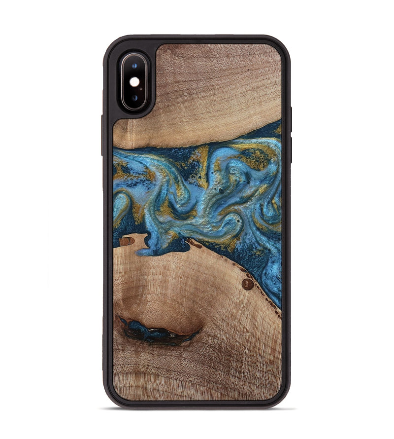 iPhone Xs Max Wood Phone Case - Emmer (Teal & Gold, 815235)