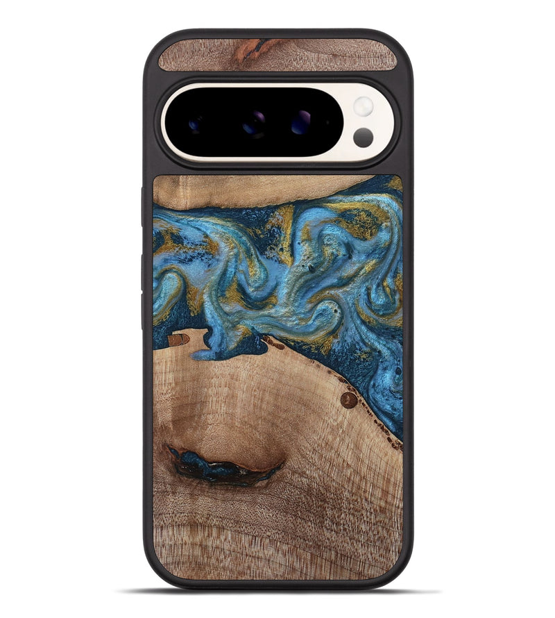 Pixel 9 Pro XL Wood Phone Case - Emmer (Teal & Gold, 815235)