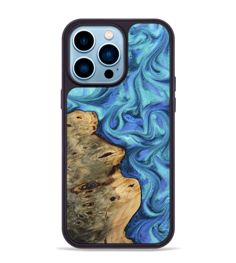 iPhone 14 Pro Max Wood Phone Case - Iola (Blue, 815250)