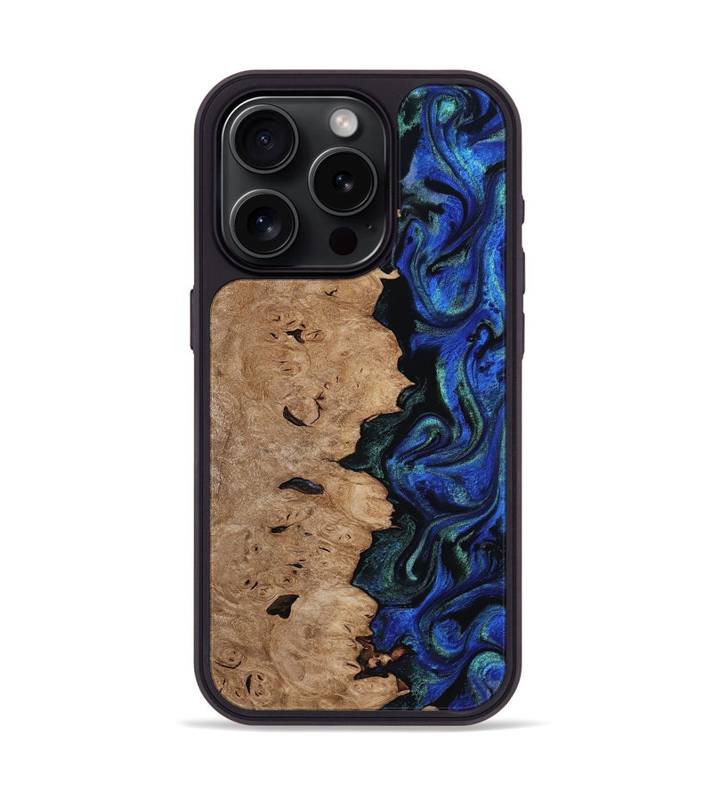 iPhone 15 Pro Wood Phone Case - Malvina (Blue, 815256)
