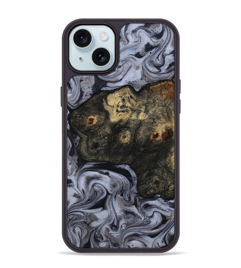 iPhone 15 Plus Wood Phone Case - Elaina (Black & White, 815305)