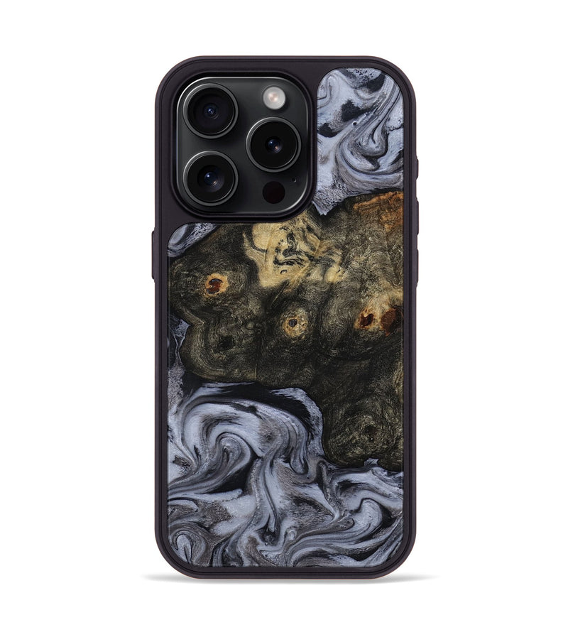 iPhone 15 Pro Wood Phone Case - Elaina (Black & White, 815305)