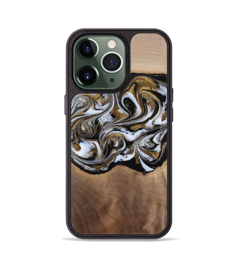 iPhone 13 Pro Wood Phone Case - Anjali (Black & White, 815308)