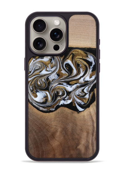 iPhone 15 Pro Max Wood Phone Case - Anjali (Black & White, 815308)