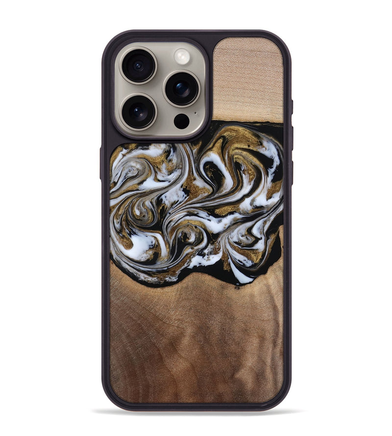 iPhone 15 Pro Max Wood Phone Case - Anjali (Black & White, 815308)