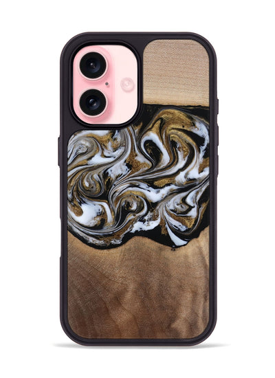 iPhone 16 Wood Phone Case - Anjali (Black & White, 815308)