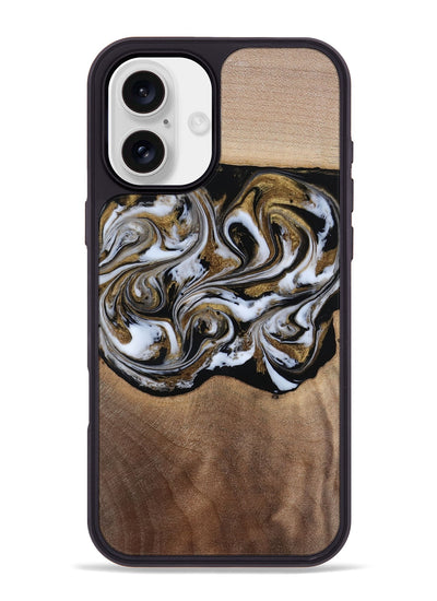 iPhone 16 Plus Wood Phone Case - Anjali (Black & White, 815308)