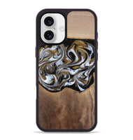 iPhone 16 Plus Wood Phone Case - Anjali (Black & White, 815308)