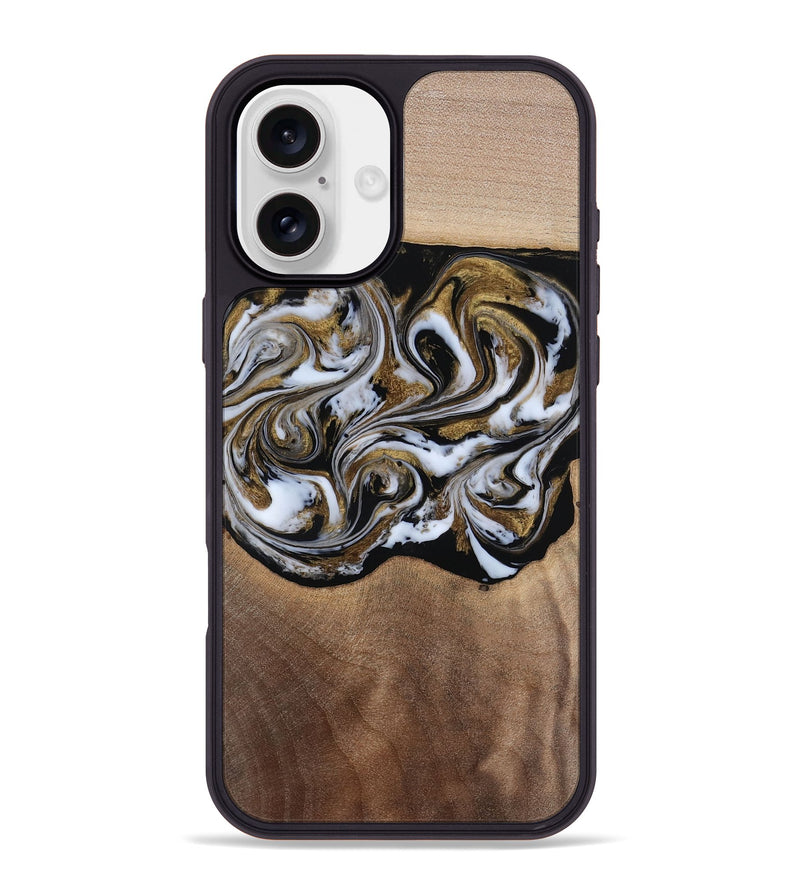 iPhone 16 Plus Wood Phone Case - Anjali (Black & White, 815308)