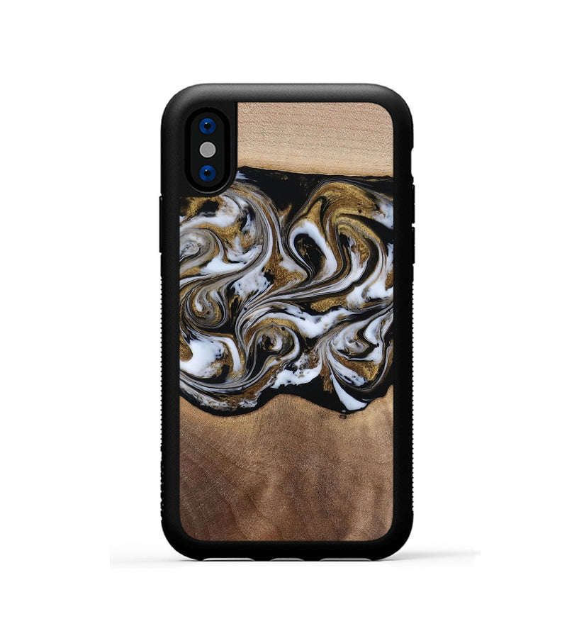 iPhone Xs Wood Phone Case - Anjali (Black & White, 815308)