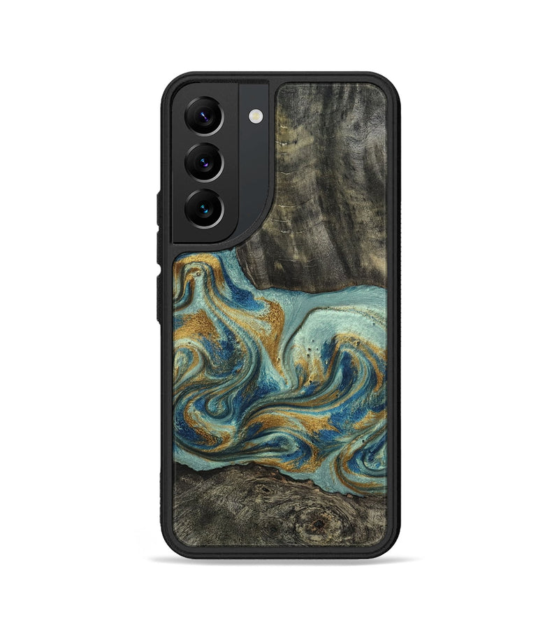 Galaxy S22 Wood Phone Case - Oren (Teal & Gold, 815309)