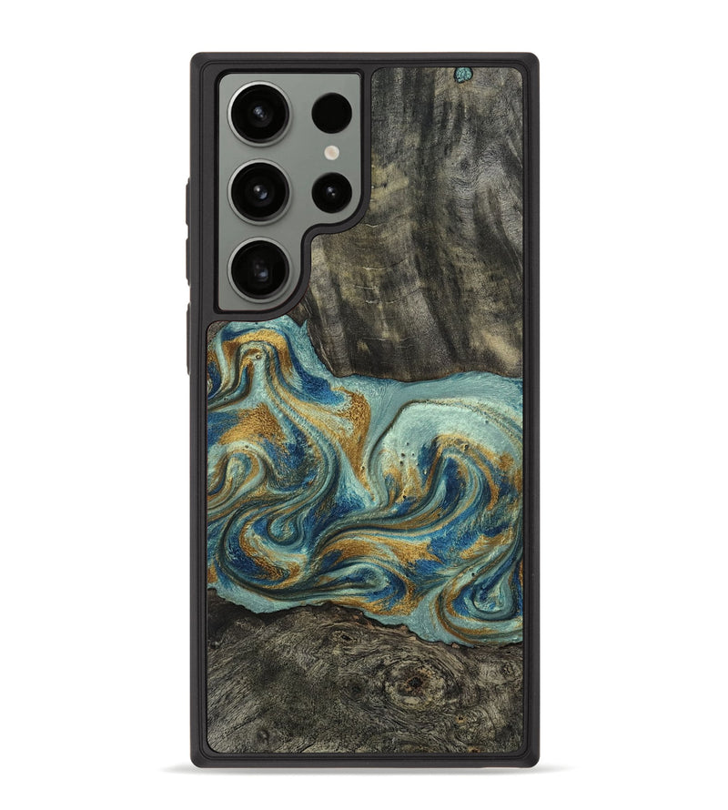 Galaxy S23 Ultra Wood Phone Case - Oren (Teal & Gold, 815309)